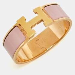 Pre Owned Hermes Clic Clac H Enamel Gold Plated Bracelet