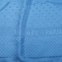 Hermes Blue Patterned Silk Satin Coaching Scarf