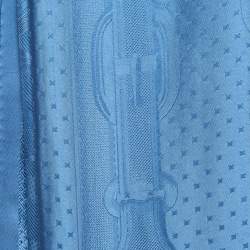 Hermes Blue Patterned Silk Satin Coaching Scarf