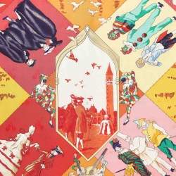 Hermes Vintage Multicolor Jacquard Silk Le Carnaval de Venise Scarf