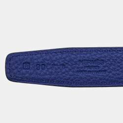 Hermes Bleu Marine/Bleu Electrique Box and Togo Leather Constance Reversible Belt 90 CM