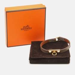 Hermes Micro Rivale Grey Leather Bracelet M