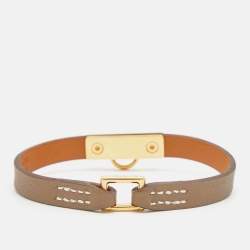 Hermes Micro Rivale Grey Leather Bracelet M