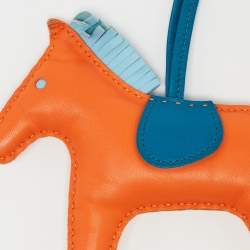 Hermes Feu/Bleu Izmir/Celeste Milo Leather GriGri Rodeo Bag Charm MM