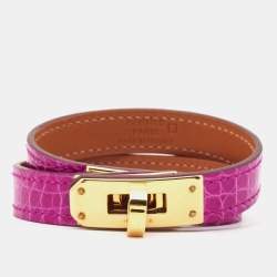 Hermès Kelly Double Tour Alligator Leather Gold-Plated Bracelet