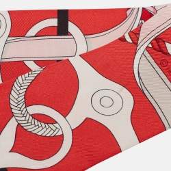 Hermes Red Print Silk Panoplie Equestre Twilly