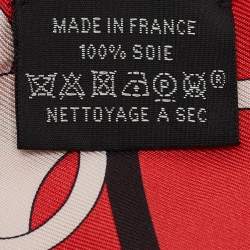 Hermes Red Print Silk Panoplie Equestre Twilly