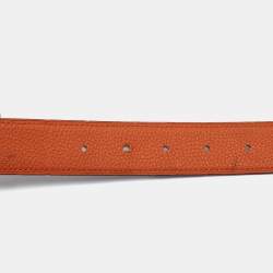 Hermes Orange/Black Togo and Chamonix Collier de Chien Belt 95CM