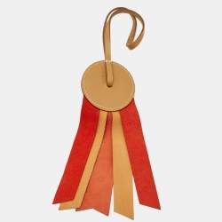 Pre Owned Hermes Naturel/Capucine/Cornaline Vache Hunter Milo Leather Flot Bag Charm