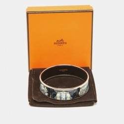 Pre Owned Hermès  Cachemire de Tamara Enamel Palladium Plated Bangle Bracelet