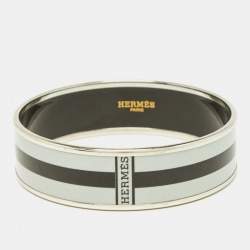 Hermes Black/White Enamel Palladium Plated Bracelet