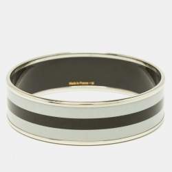 Hermes Black/White Enamel Palladium Plated Bracelet