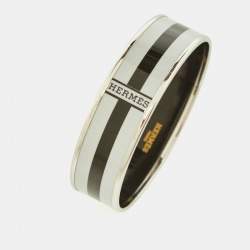 Hermes Black/White Enamel Palladium Plated Bracelet