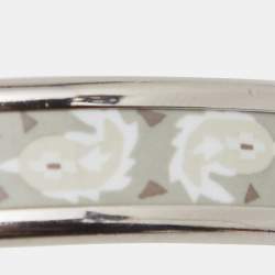 Pre Owned Hermes Printed Enamel Palladium Plated Bangle Bracelet