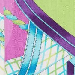 Pre Owned Hermès Green/Purple Grande Tenue Cashmere & Silk Shawl