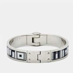 Hermes Enamel Palladium Plated Hinge Bracelet