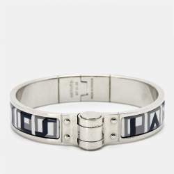 Hermes Enamel Palladium Plated Hinge Bracelet