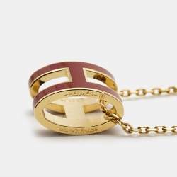 Hermes Pop H Enamel Gold Tone Necklace