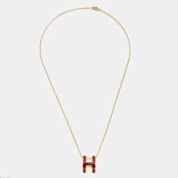 Hermes Pop H Enamel Gold Tone Necklace