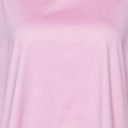 Pre Owned Hermes Pink Printed Cotton Knit High Neck T-Shirt S