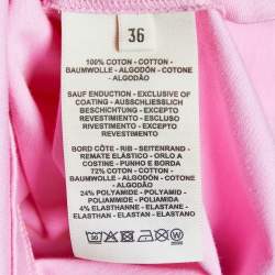 Pre Owned Hermes Pink Printed Cotton Knit High Neck T-Shirt S