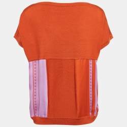 Pre Owned Hermès Orange Grand Tralala Cut Silk Twillaine Sweater M