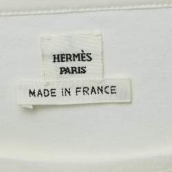 Pre Owned Hermes Off White Embroidered Pocket Jersey T-Shirt S