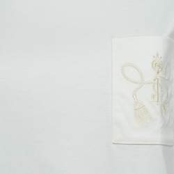 Pre Owned Hermes Off White Embroidered Pocket Jersey T-Shirt S