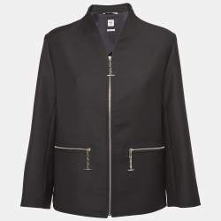 Hermes Black Wool Chaine d'Ancre No-collar Jacket M