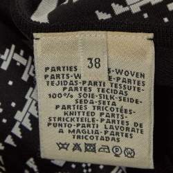 Pre Owned Hermes Black Printed Silk & Jersey Zouaves et Dragons Finesse Short Dress M
