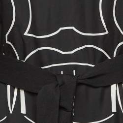 Pre Owned Hermes Black Printed Silk & Jersey Zouaves et Dragons Finesse Short Dress M