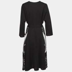 Pre Owned Hermes Black Printed Silk & Jersey Zouaves et Dragons Finesse Short Dress M