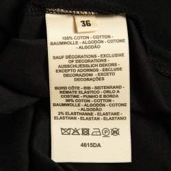 Pre Owned Hermes Black Cotton Embroidered Pocket Detailed T-Shirt S