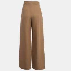 Hermès Brown Silk Blend Wide-Leg Loose Fit Pants S