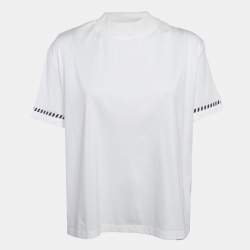 Pre Owned Hermes White Printed Cotton Canoe Chaine Dancre-T-Shirt M