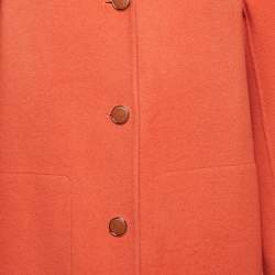 Hermes Orange Felt Single Breasted Mid-Length Coat M