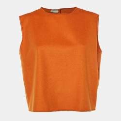 Hermes Orange Cashmere Top & Cardigan Set M