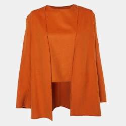 Hermes Orange Cashmere Top & Cardigan Set M
