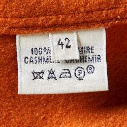 Hermes Orange Cashmere Top & Cardigan Set M