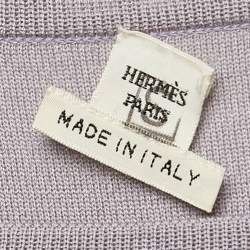 Pre Owned Hermes Purple Robe Print Silk & Knit Shift Dress M