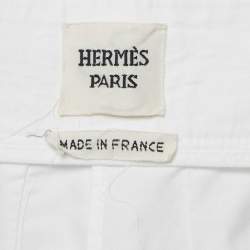 Hermes White Cotton Asymmetric Wrap Skirt S