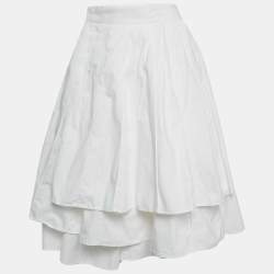 Hermes White Cotton Asymmetric Wrap Skirt S