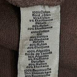 Pre Owned Hermes Brown Cotton Knit Paneled Hoodie Jacket S