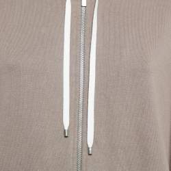 Pre Owned Hermes Brown Cotton Knit Paneled Hoodie Jacket S