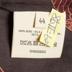Hermes Brown Les Tambours Print Silk Tunic Midi Dress L