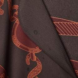 Hermes Brown Les Tambours Print Silk Tunic Midi Dress L