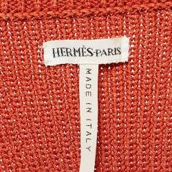 Hermès Orange Rib Knit Plunging Neck Sweater Vest S/M