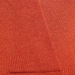 Hermès Orange Rib Knit Plunging Neck Sweater Vest S/M