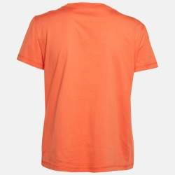 Hermes Orange Jersey Embroidered Pocket Detailed T-Shirt M