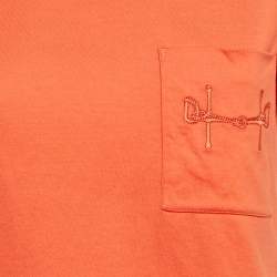 Hermes Orange Jersey Embroidered Pocket Detailed T-Shirt M